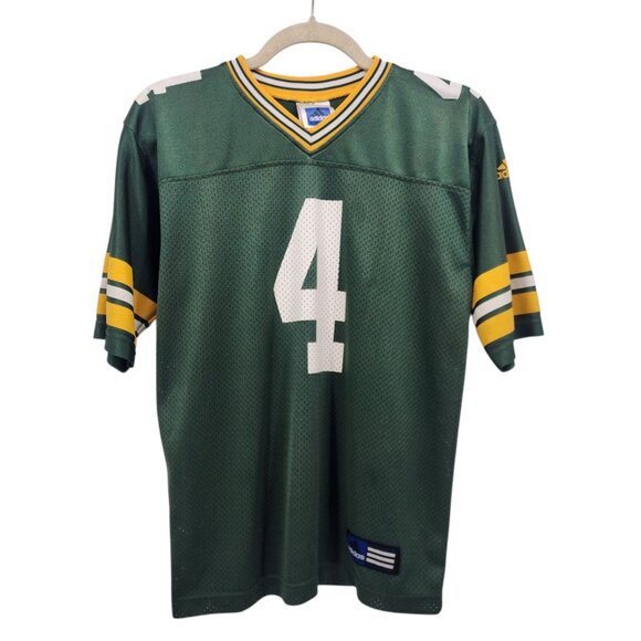 Vintage Green Bay Packers Youth 10/12 Jersey Brett Favre ADIDAS Mesh #4 NFL - Picture 12 of 12